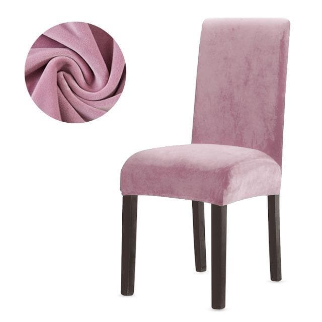 Super Soft Velvet Chair Covers Dining Room High Stretch Chair Seat Cover Plain Spandex Seat Cover for Kitchen Office Violet