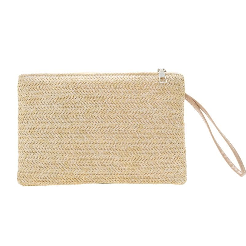 Weaving Bag Fashion Ladies Wristlet Clutch Women Daily Money Phone Clutch Solid Straw Woven Coin Purse Beach Wallet Card Holder khaki