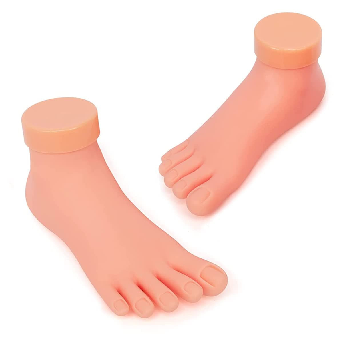 1 Pair Fake Silicone Soft Feet for Nail Practice - Manicure Training Tool with Nail Tips | Flexible & Reusable