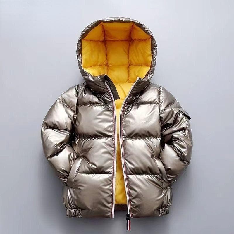 Boys and Girls Genuine White Duck down Cotton-Padded Coat Winter Thick down Jacket Baby Coat 160cm gold