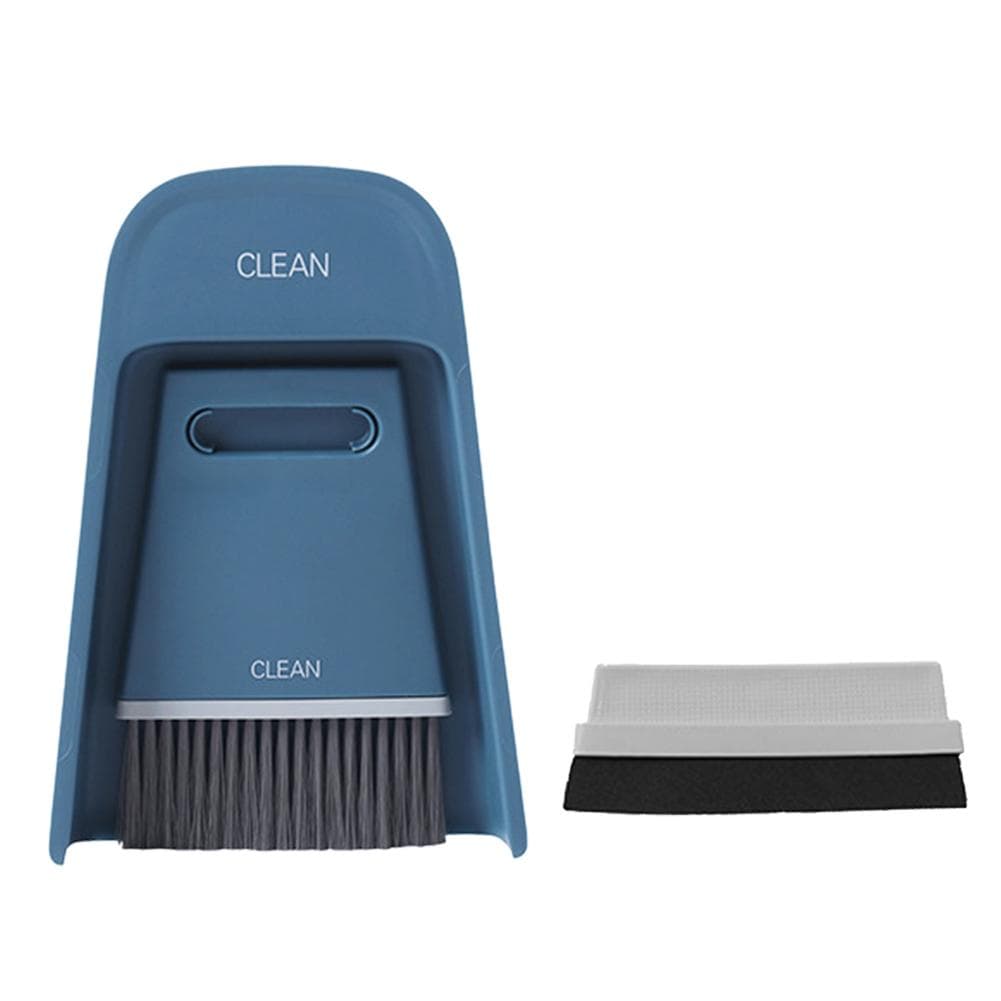 Portable Mini Broom Dustpan Set Household Desktop Cleaning Brush Wiping Cleaning Tool KitNavy Blue navy blue