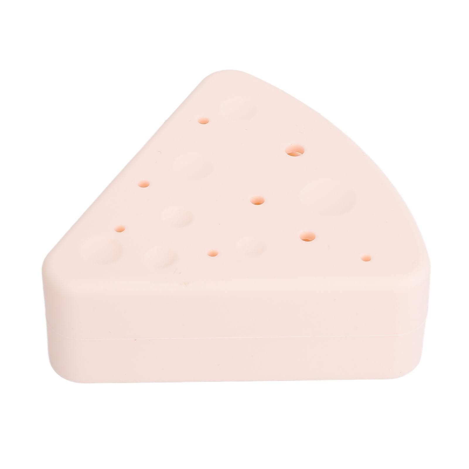 Triangle Powder Puff Case Dustproof Silicone Beauty Makeup Sponge Holder Travel Case Pink