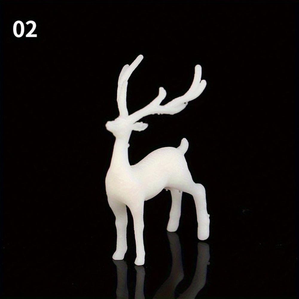1Pc Mini Resin Crystal Deer Christmas Forest Elk White Dessert Table Decor Merry Christmas Decor for Home 02