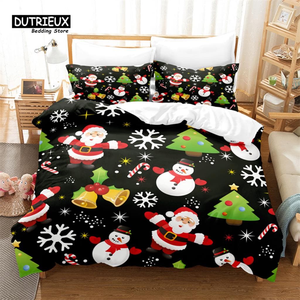 Christmas Bedding Set, Pixel Christmas Duvet Cover Set, Soft Comfortable Breathable Duvet Cover, For Bedroom Guest Room Decor EU single(135x200cm)