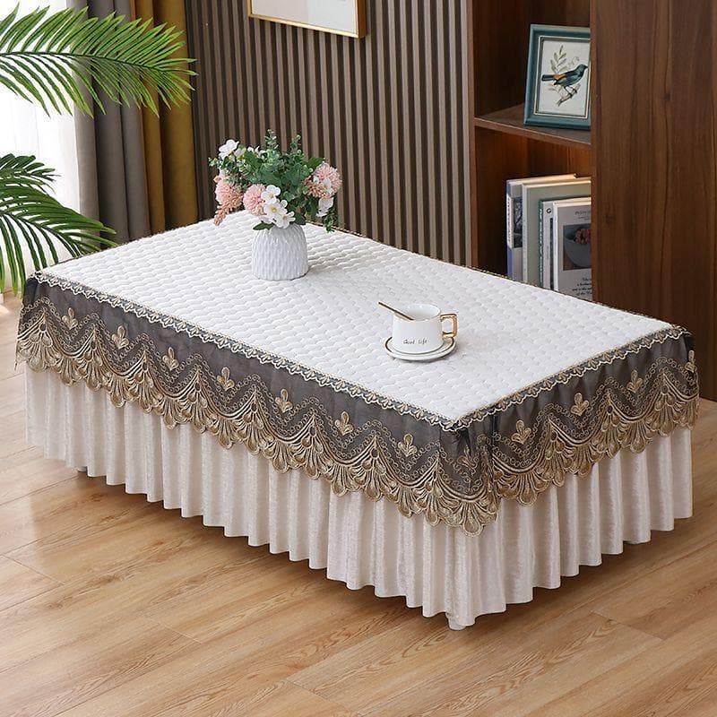 1pcs Lace Rectangular Living Room Coffee Table Dust Cover European Table Cloth Thickened Anti Slip Upper Grade Cover 50x100x Height40cm