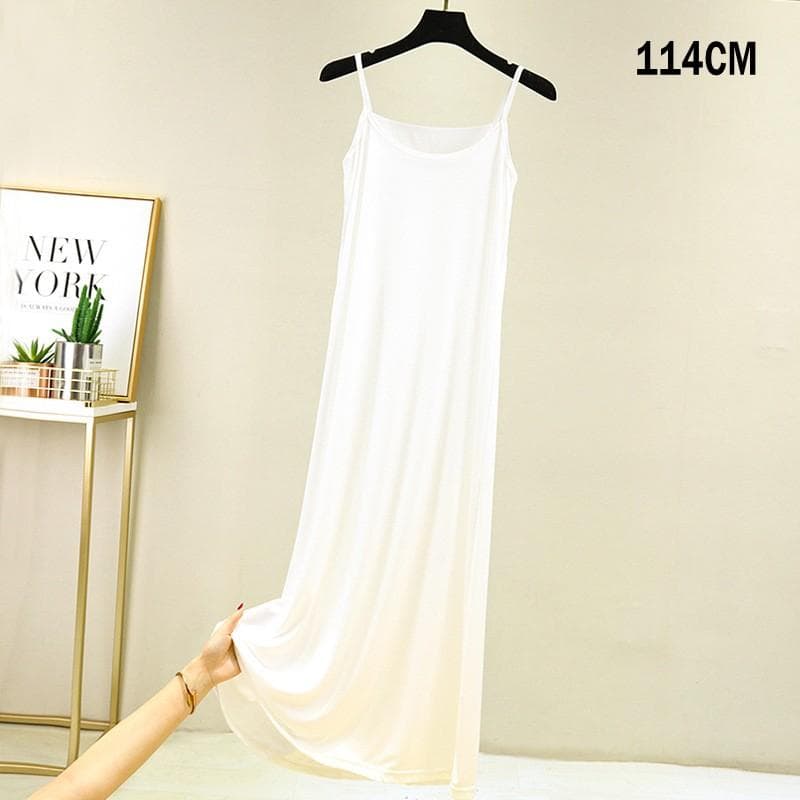 Summer Women Nightdress Spaghetti Strap Satin O Neck Loose underskirt Ladies Basic Sleepwear Casual Slip dress XL