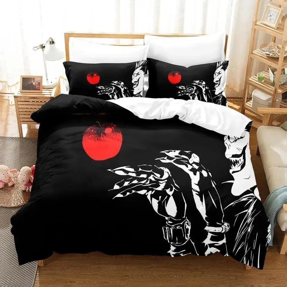 New Death Note Bedding Set Single Twin Full Queen King Size Bed Set Adult Kid Bedroom Duvet cover Sets 3D Anime Bed Sheet Set EU Single 135x200cm