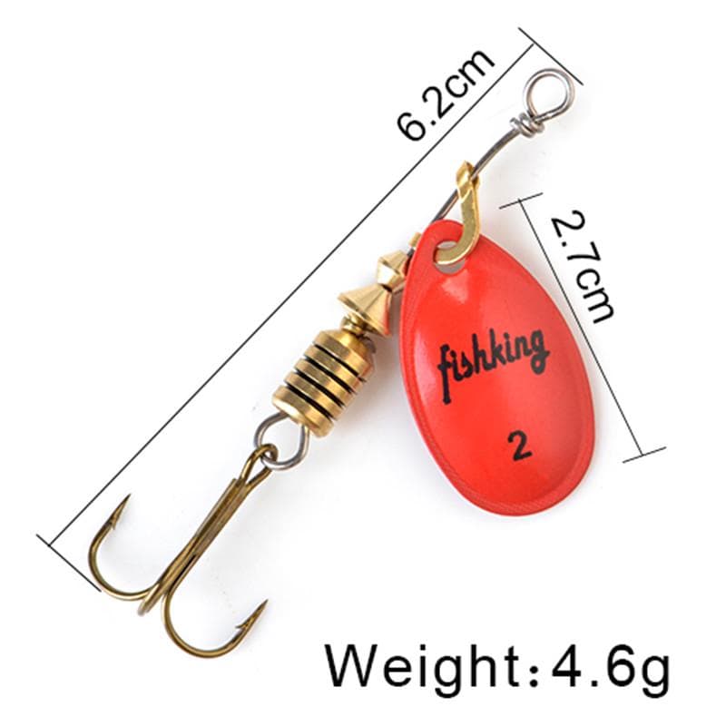 FISH KING Spinner Bait 3.9g 4.6g 7.4g 10.8g 15g Spoon Lures pike Metal With Treble Hooks Arttificial Bass Bait Fishing Lure Red 2 red