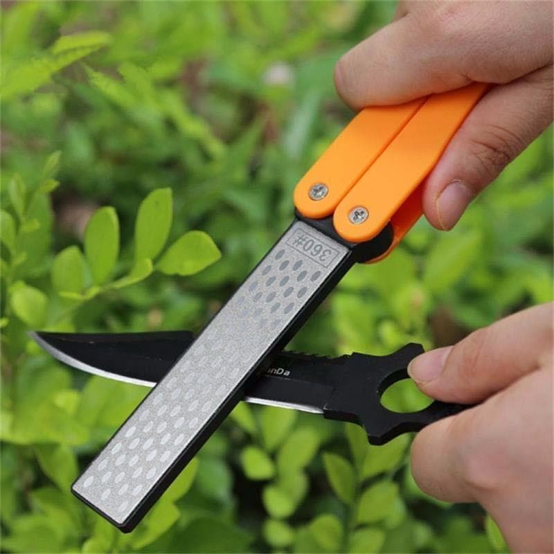 Double Sided Folded Pocket Sharpener Diamond Knife Sharpening Stone Kitchen Tool orange