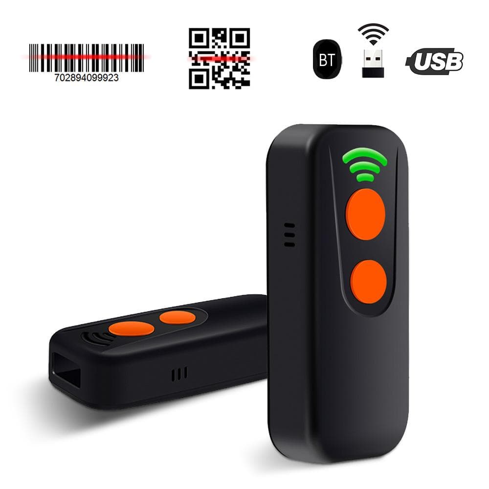 2D 1D QR Barcode Scanner 3 in 1 BT & 2.4GHz Wireless & Wired Connection Sound and Vibrator Prompt black