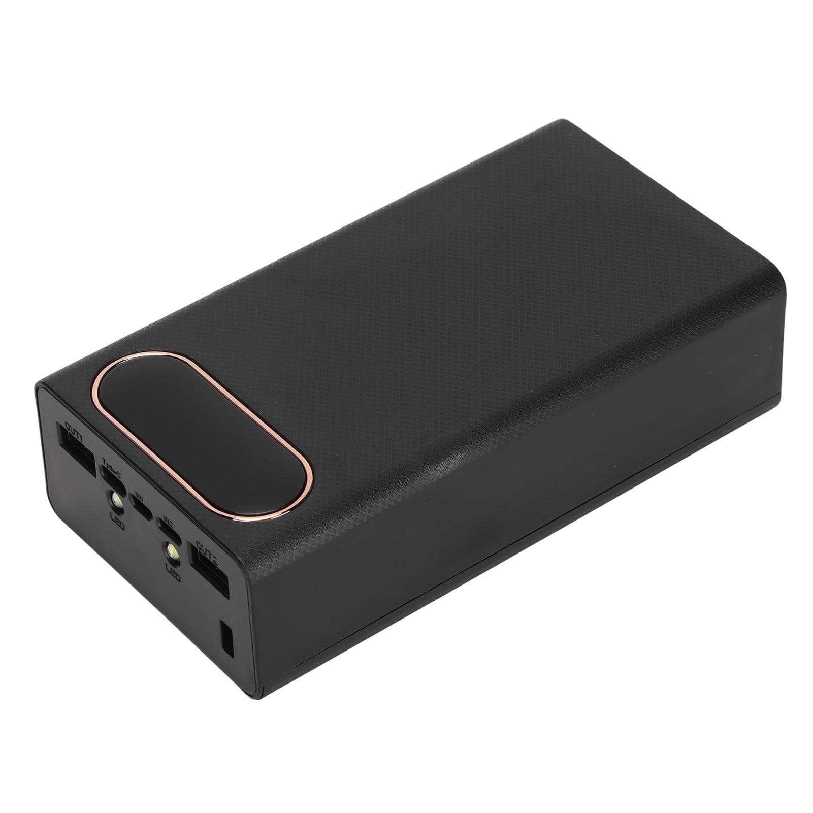 10W DIY 18650 Portable Power Bank Case L12 Mobile Battery Charger 12 Batteries Capacity with 2 LED black