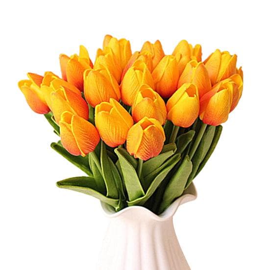 Blooming Bouquet 10Pcs/Set Faux Tulip Flowers Gift Photograph Prop Homen Decor red/orange
