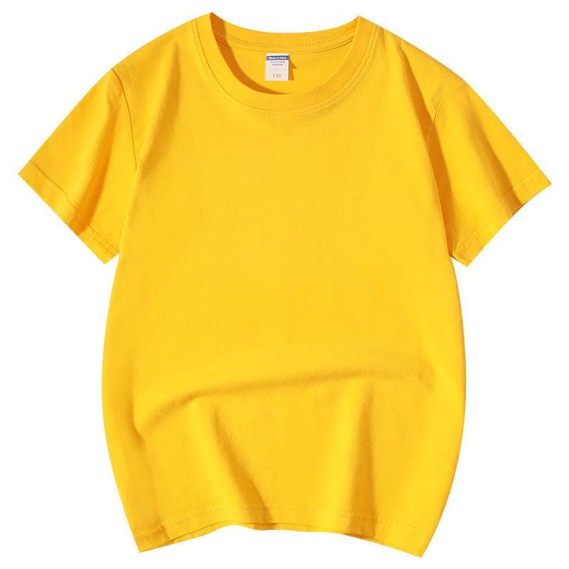Cotton children round neck t-shirt middle and big children cotton candy colour half sleeve 160cm yellow