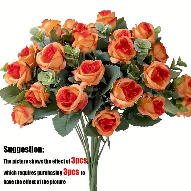 10-Head Artificial Rose Bouquet for Weddings and Parties orange