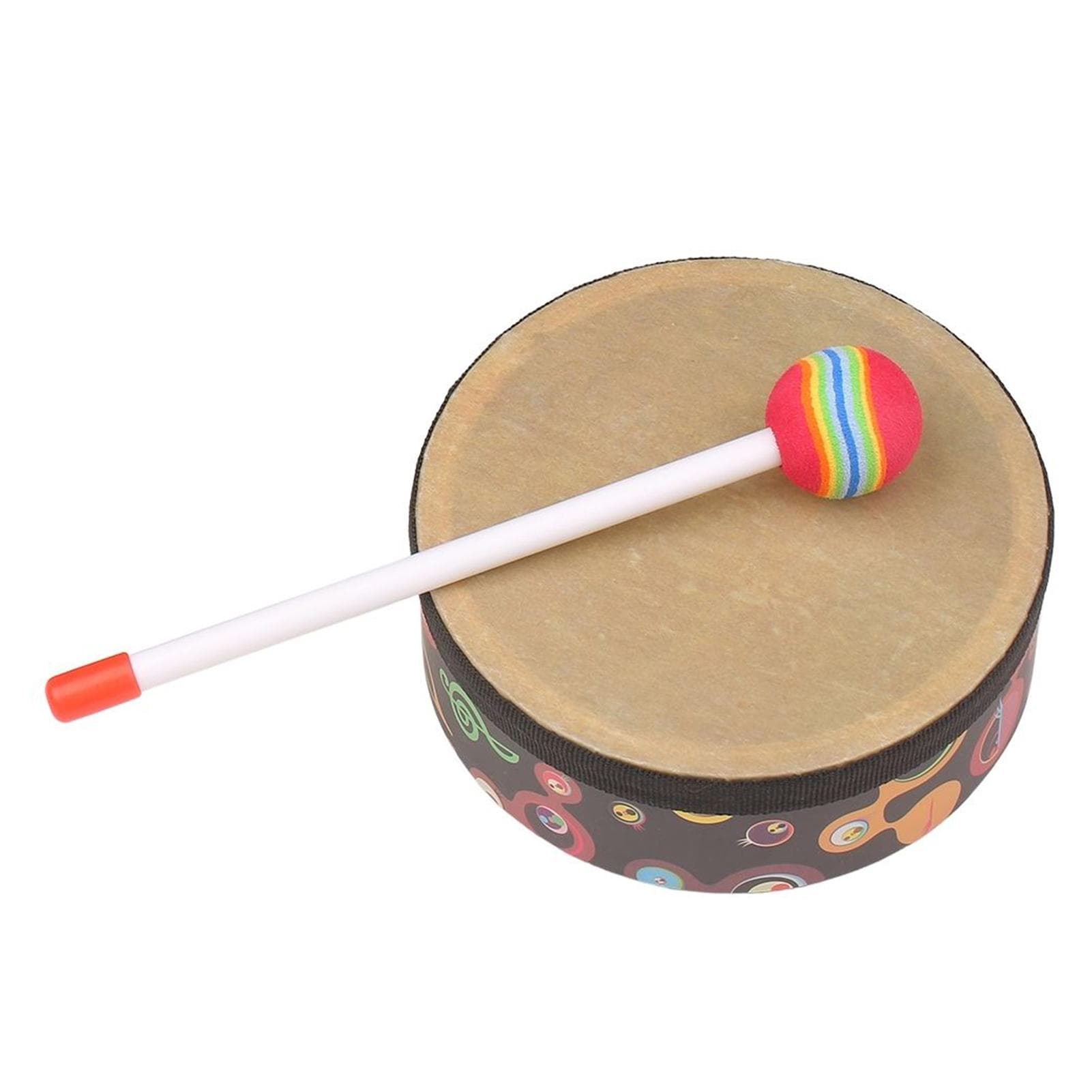 Hand Drum Orff Music Percussion Instrument Portable Drum Instrument with Drumstick 6in