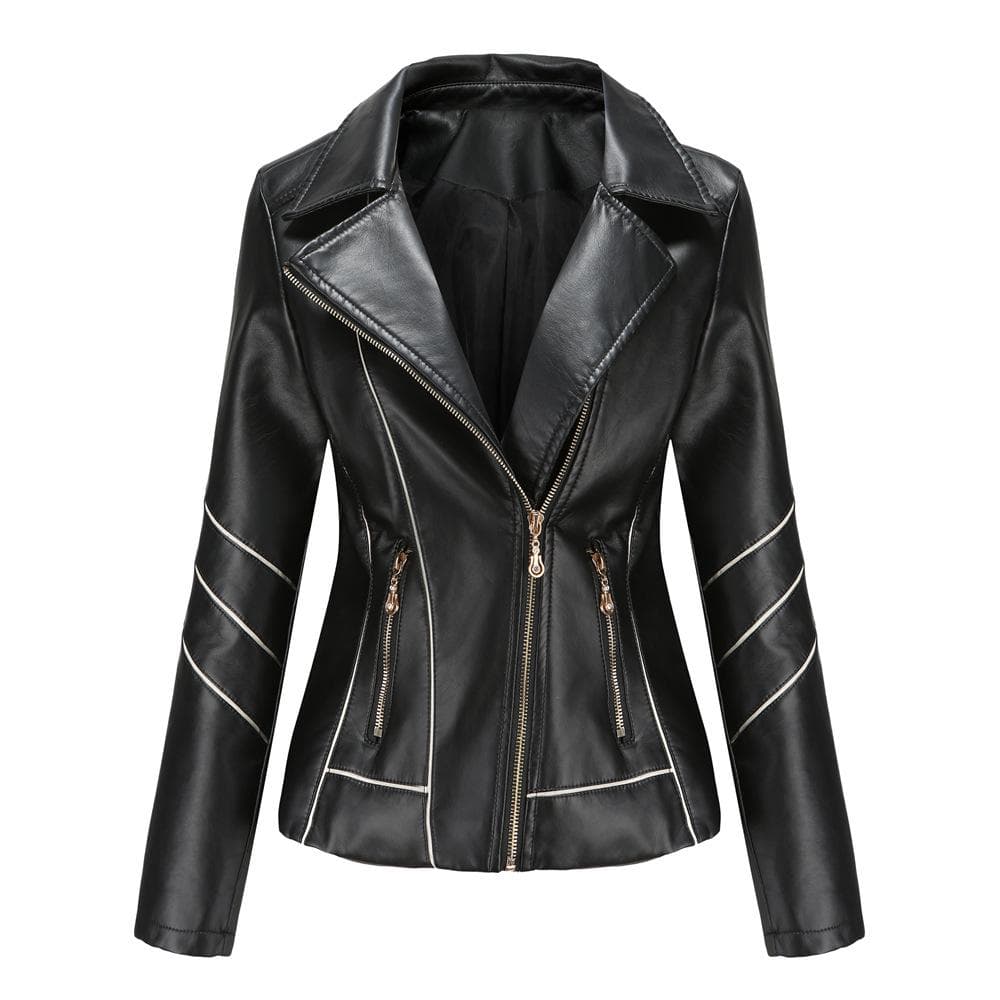 Leather Jacket Women's Thin PU Short Jacket Spring and Autumn Jacket Motorcycle Jacket Women's New Style M