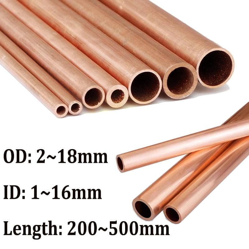 1pcs copper Tubes OD 2~18mm ID 1~16mm Length 200mm~500mm Copper Round Metal Pipe Tubing 6x4x500mm