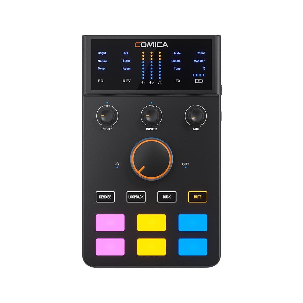 COMICA AD Caster C1 Audio Mixer USB Audio Interface Sound Card with 3.5mm Ports Dual XLR Input black