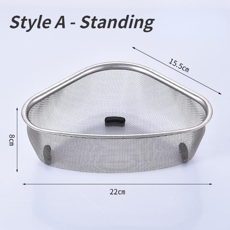 Kitchen Sink Drain Basket Stainless Steel Triangle Food Vegetables Peel Egg Filter Storage Organizer Kitchen Shelf Rack Drainier black