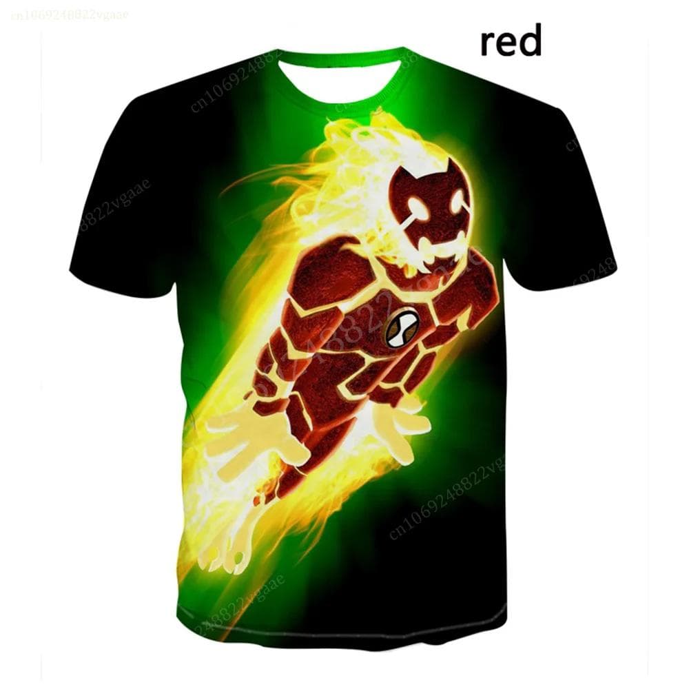 Summer Ben Tennyson 10 T Shirt Cartoon Boys Girls Tshirt Children's Clothing Kids Clothes Tee Shirts Costume Training Uniform 160cm