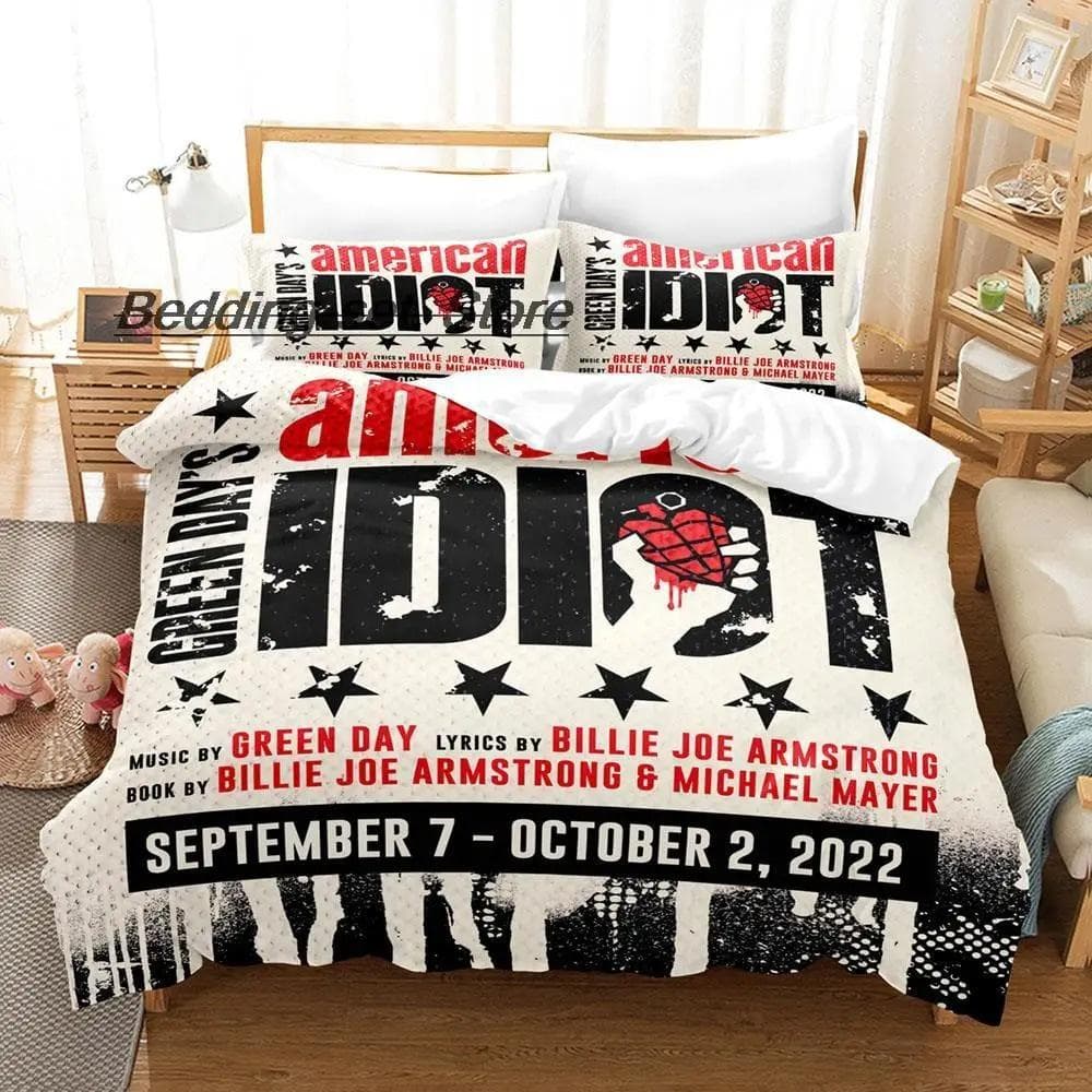 Green Day ' AMERICAN IDIOT Bedding Set Single Twin Full Queen King Size Bed Set Aldult Kid Bedroom Duvetcover Sets Bed Sheet Set 175X220cm-3pcs