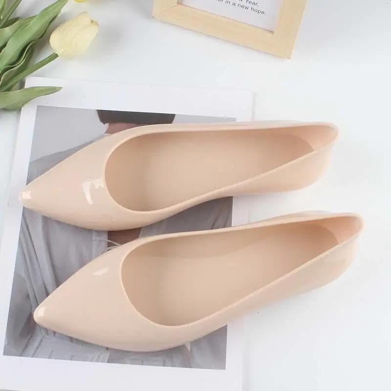 Transperant Jelly Shoes Women Plastic Summer Flats Shoes Pointed Toe Causal Shoes Slip on 2024 Spring New Female Flats Loafers 38-39 nude