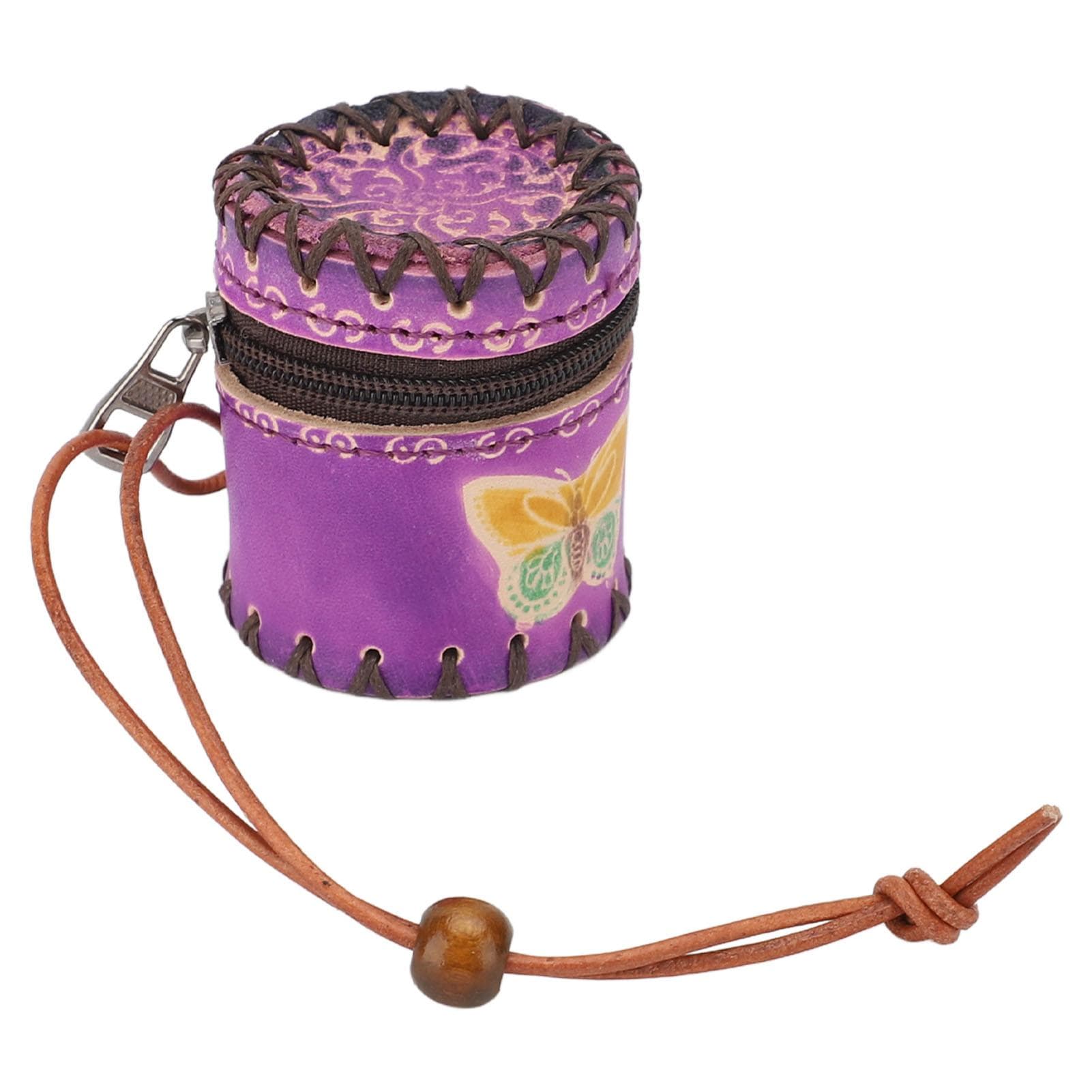Mini Coin Purse Pendant Lovely Retro Portable Zipper Design Change Storage Bag Pendant for Backpack purple