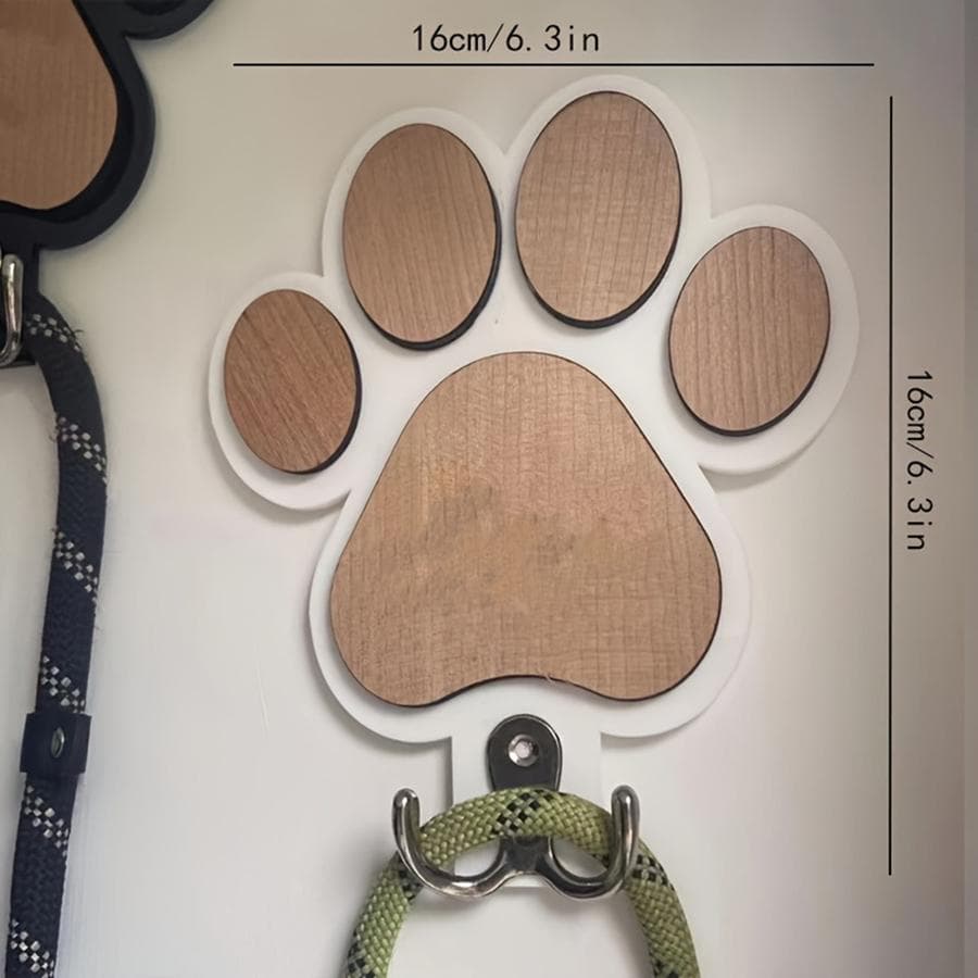 Chic Wooden Paw Print Wall Hook - Handcrafted Towel & Clothes Hanger, Polished Finish for Bedroom, Bathroom & Home Decor white