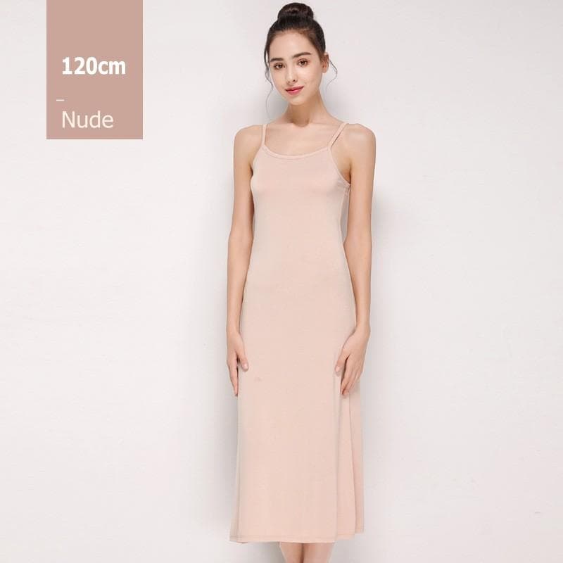 Modal Slip dress Women Spaghetti strap Underdress Inner Petticoat L nude