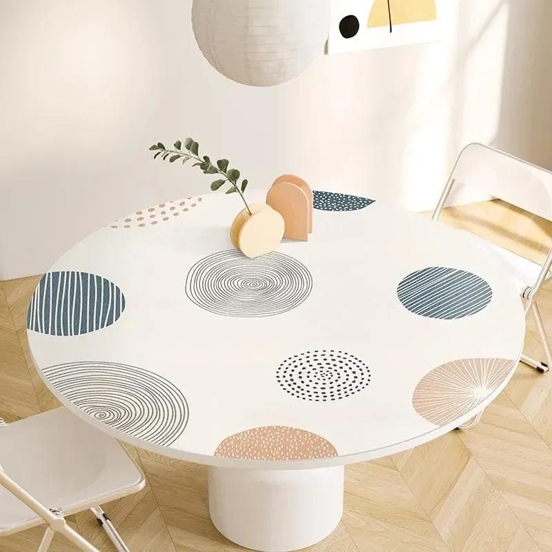 Round Waterproof Tablecloth Pvc Oil-proof Anti-scalding Dining Table Mat Japanese Minimalist Style Home Decoration Tablecloths Diameter 100cm
