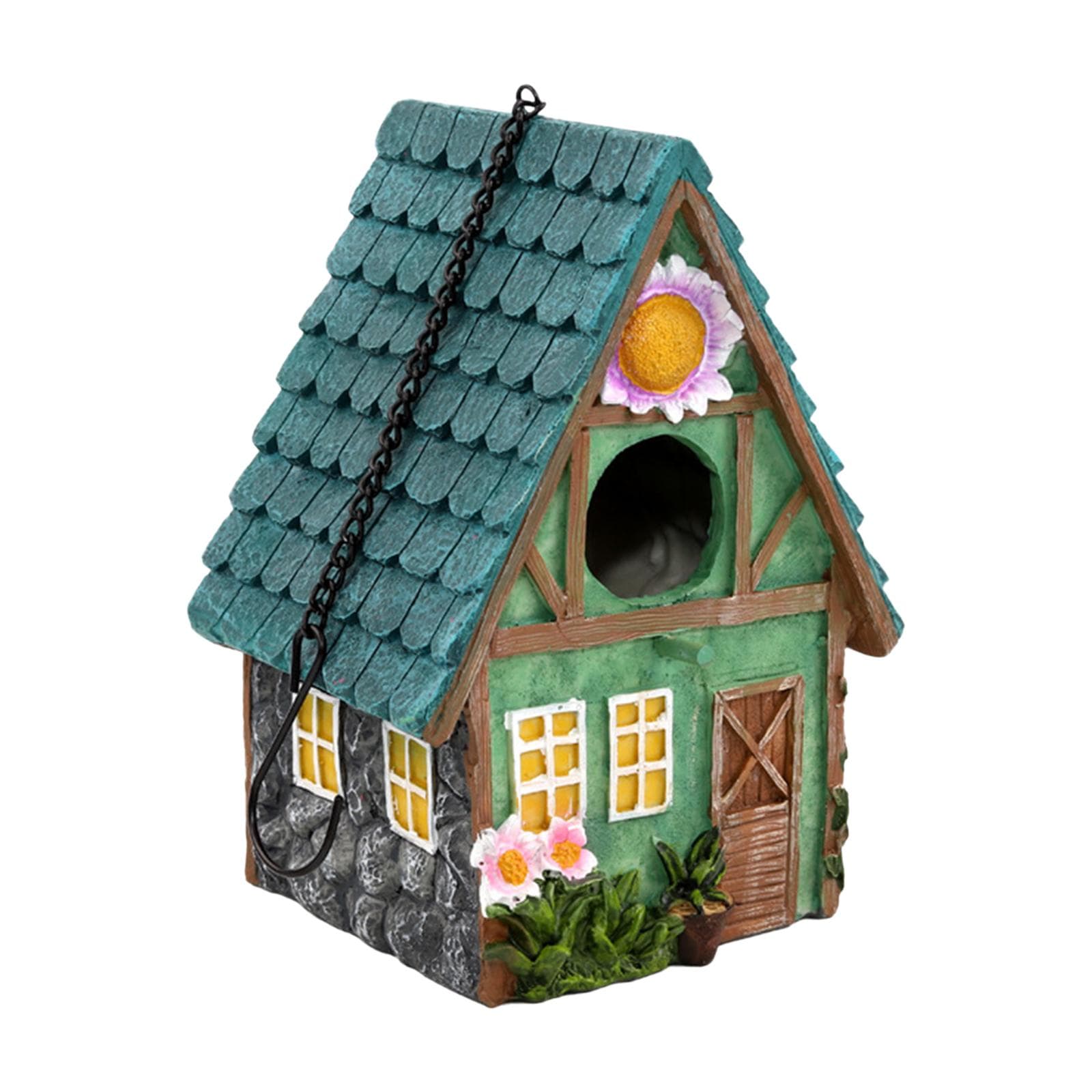 Hanging Bird House Decorative Cute Cage for Bird Outdoor Resin Bird House Hanging Nest Ornament