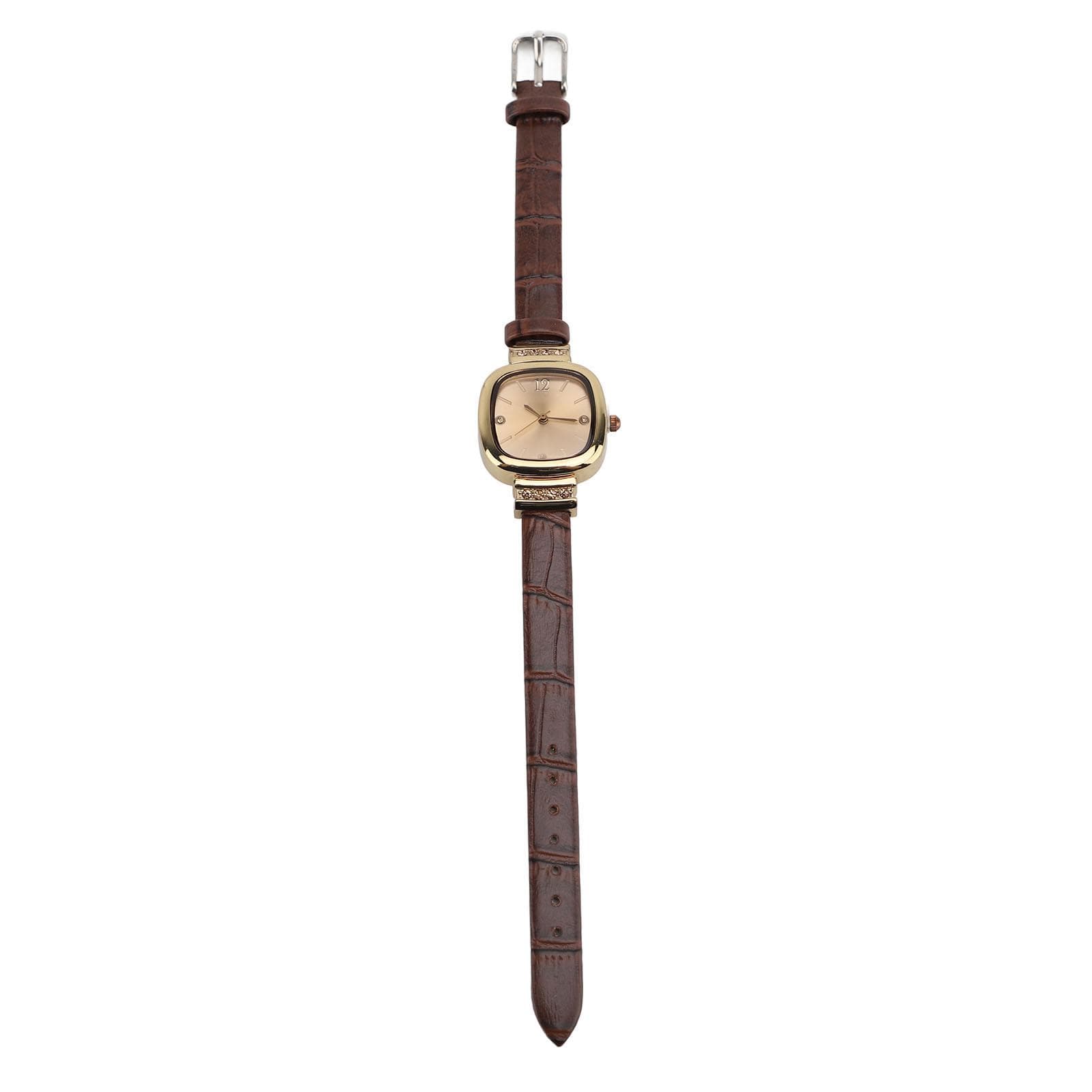 Women Leather Strap Watch Elegant Dainty Classic Vintage Retro Ladies Quartz Watch Gift Present coffee