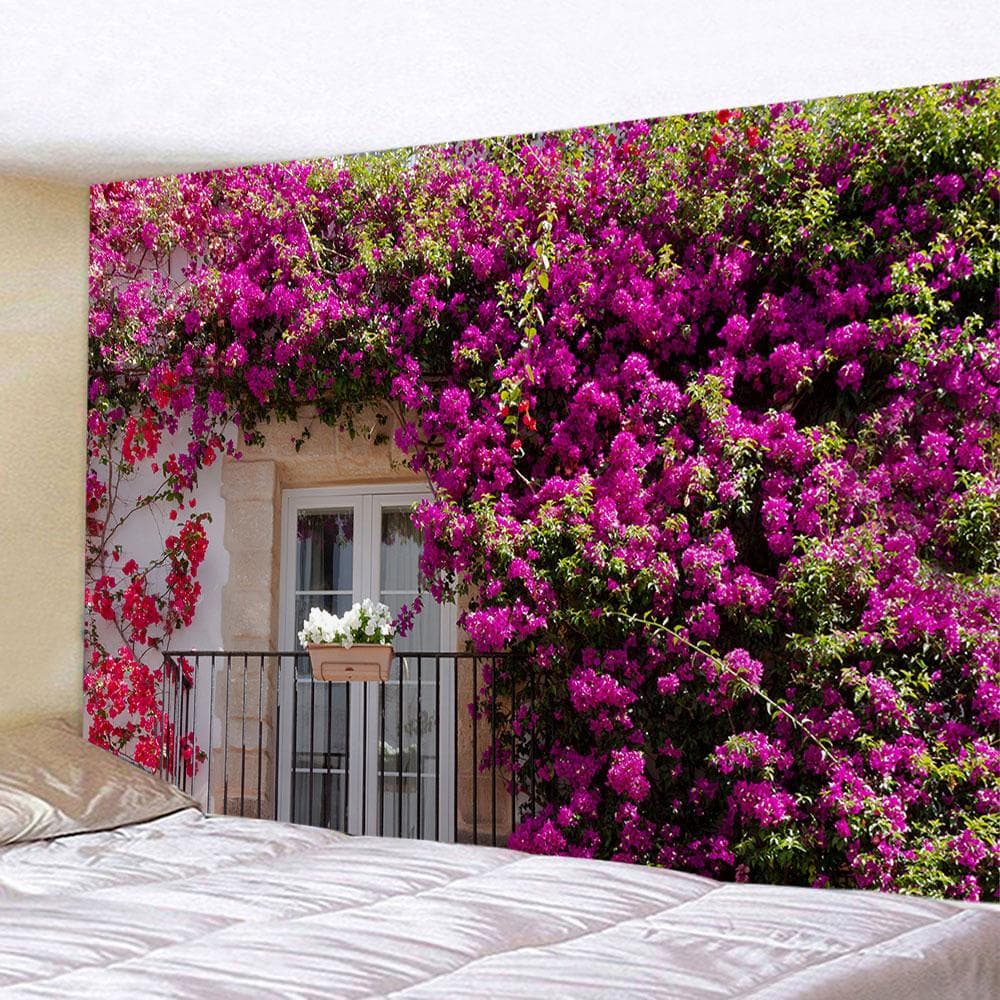Flower wooden fence garden printing group tapestry home bedroom living room wall decoration background cloth tapestry 150x150cm