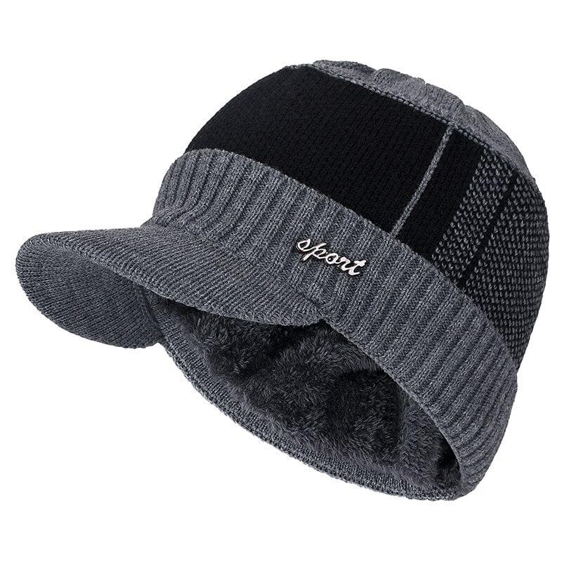 Fur-Lined Warm Winter Stylish Beanie Hat with Wool Brim for Men and Women 54cm-62cm grey