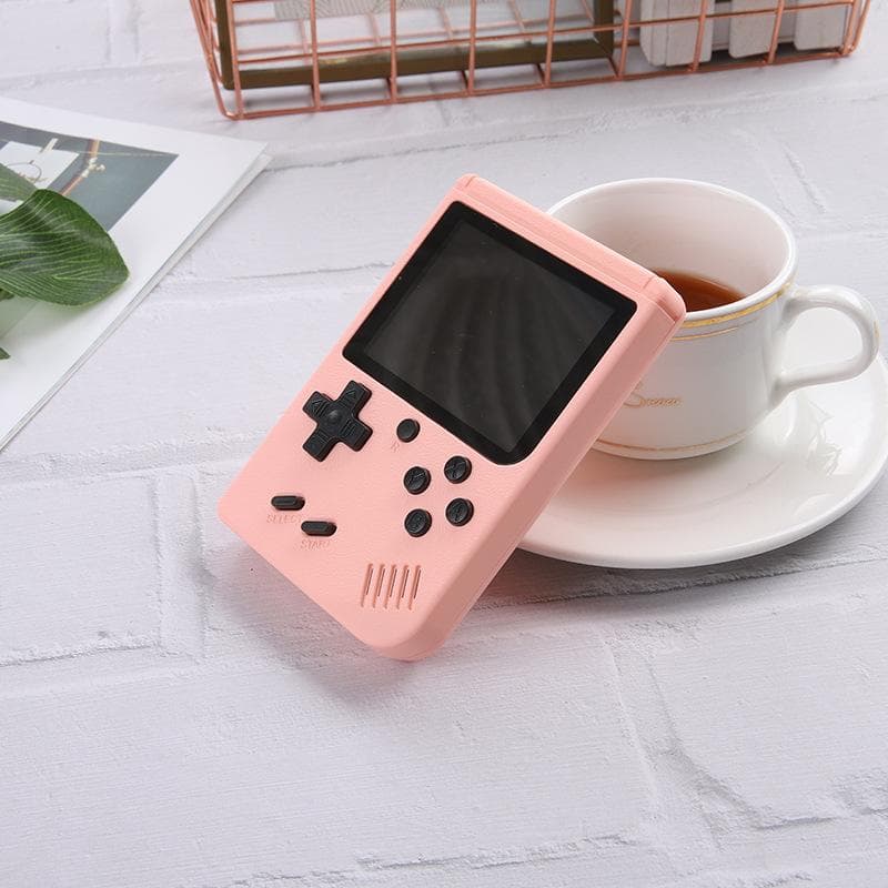 VAORLO portable console with retro games, 400 games pink