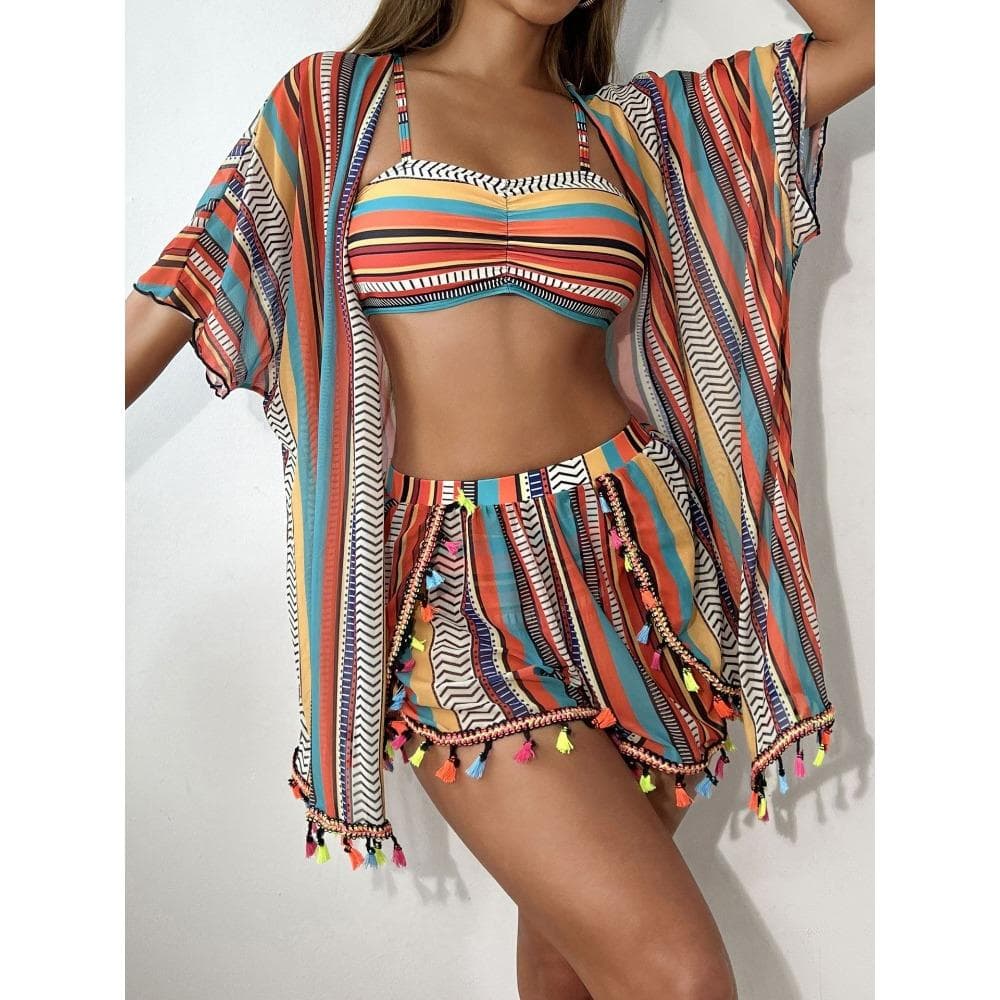 Trend Printed Neck Sling Bikini Split Set M
