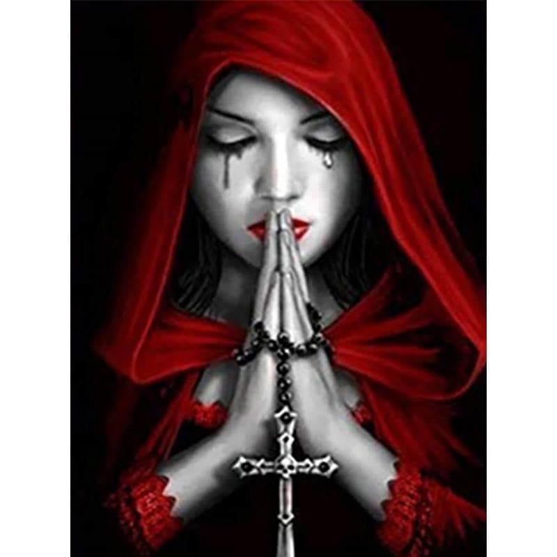 5D DIY Diamond Painting Kit Crying angel Pictures Of Rhinestones Diamond Embroidery Praying saint Mosaic Home Decor Full Square 20x30cm red