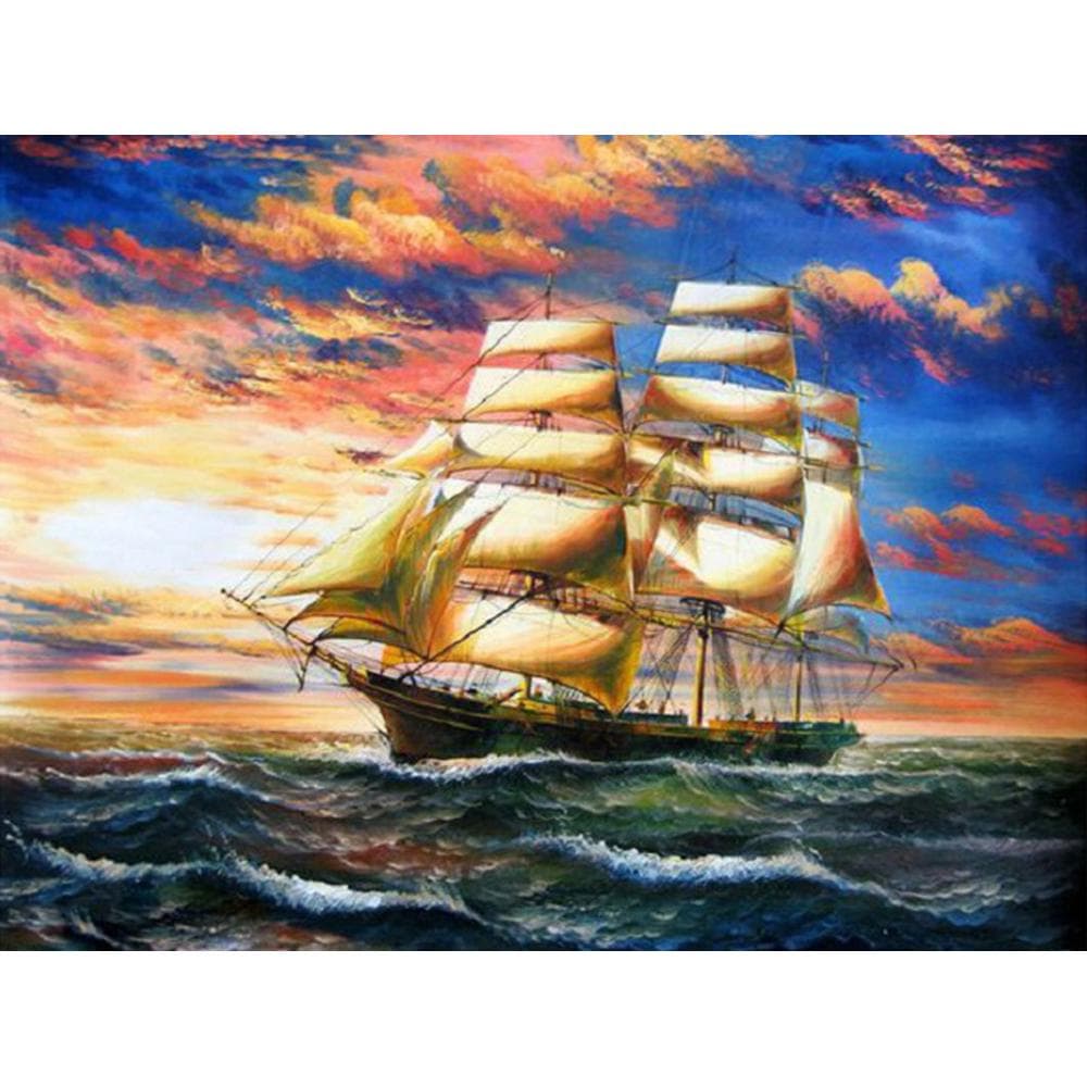 Diamond Painting Cross Stitch Landscape Full Drill Diamond Embroidery Landscape Ship Manual Hobby 20X30CM