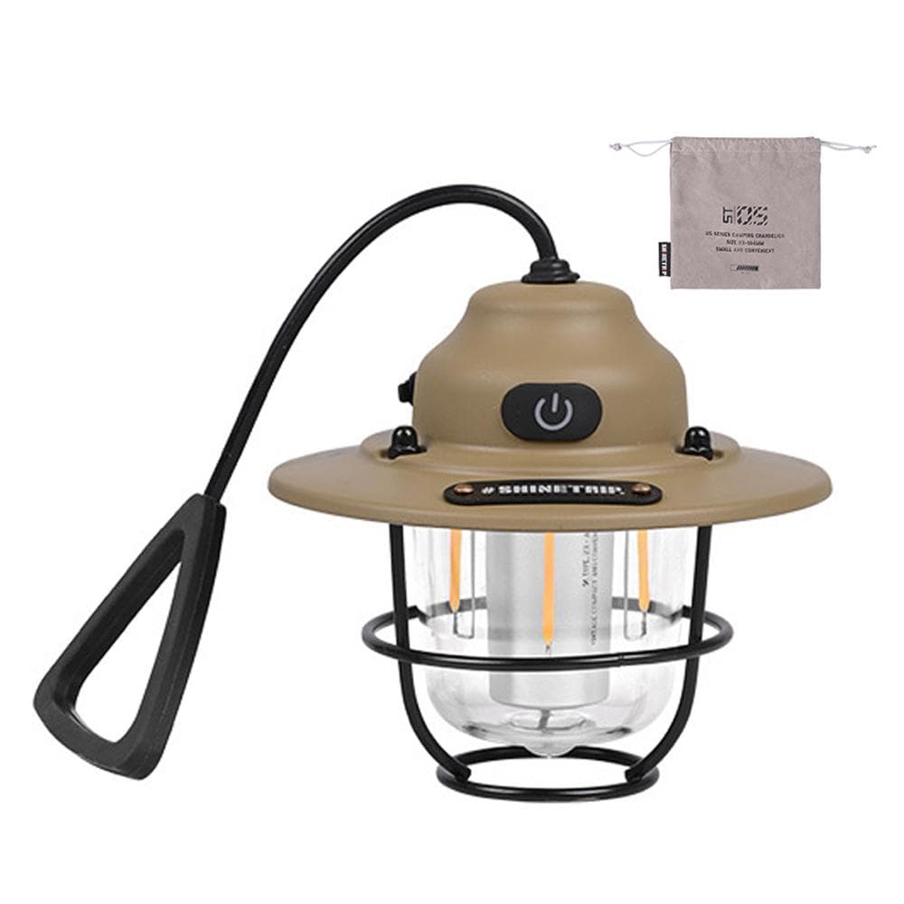 Cordless Camping Lamp Portable Hung Light Outdoor Retro Tent Light Home Atmospheres Lantern khaki
