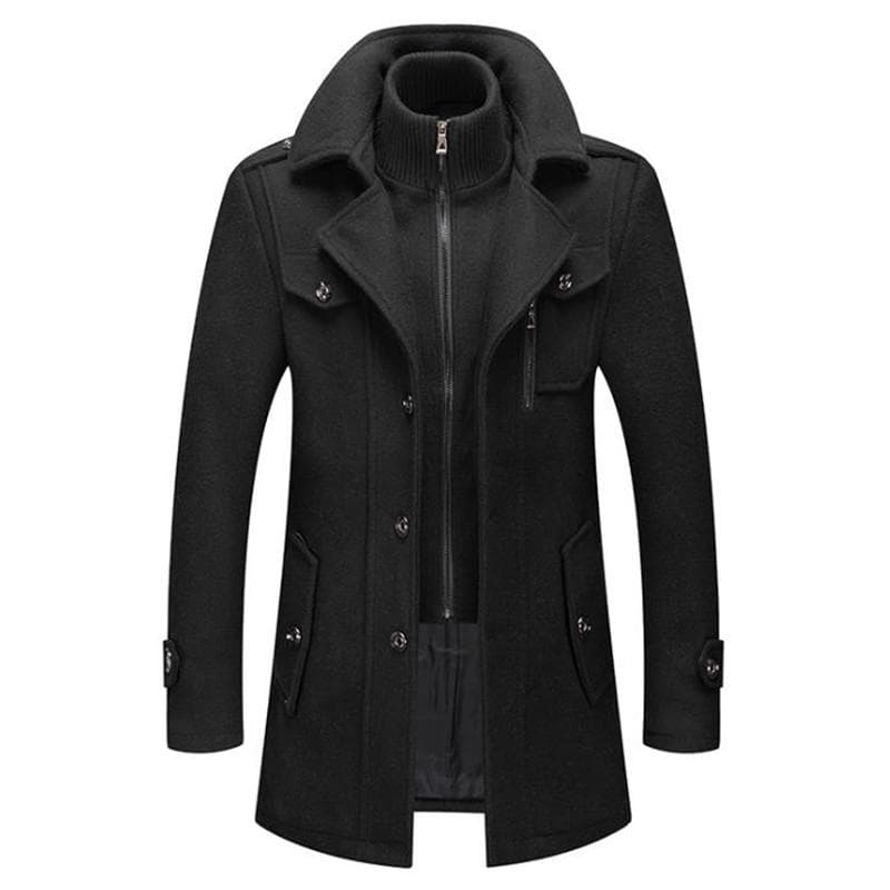 Autumn and Winter Men's Jackets Long Windproof Coat Business Woolen Coat Casual Thick Slim Fit Jacket Streetwear Male Overcoat XXXXL black