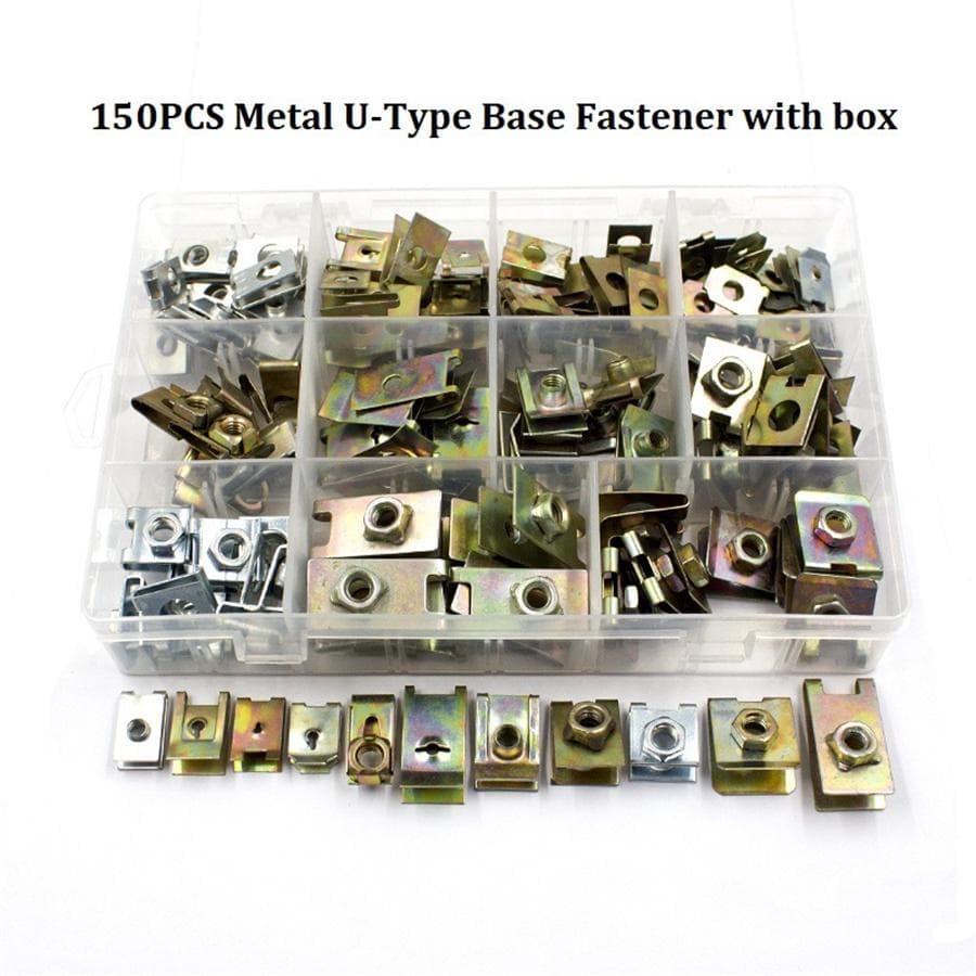 150pcs Metal U-Type Clips Car Body Panel Fender Bumper Fixed Fasteners U-Nuts