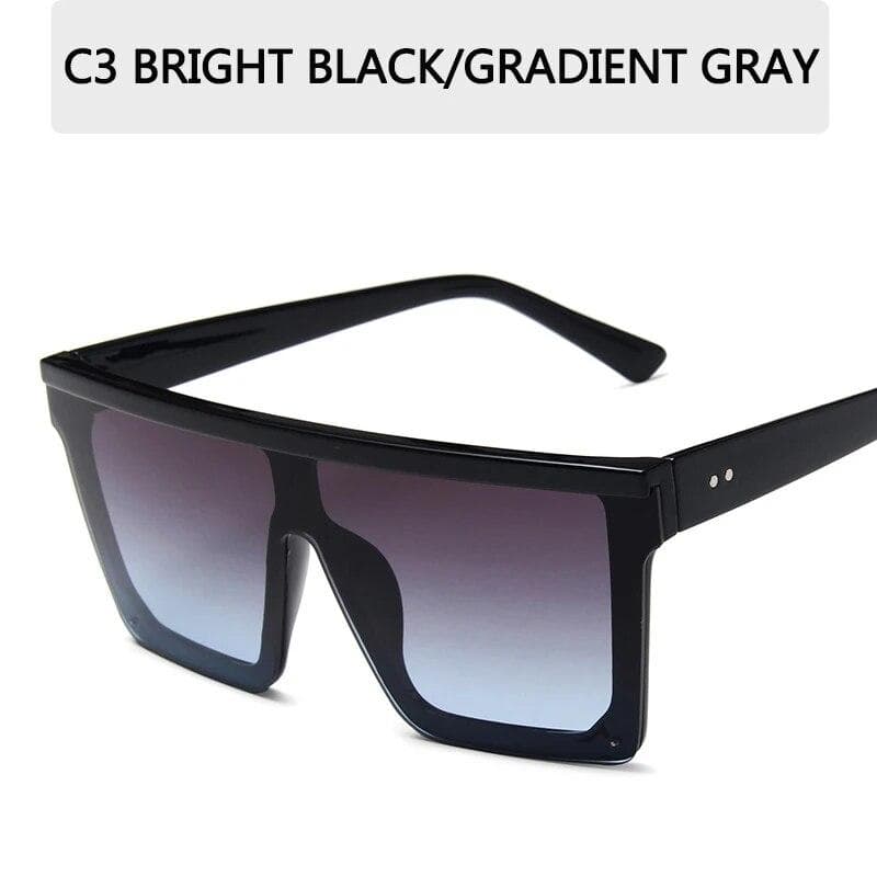 Vintage Flat Top Sunglasses Black Square Shades UV400 Sun Glasses For Women Cool Fashion Eyewear
