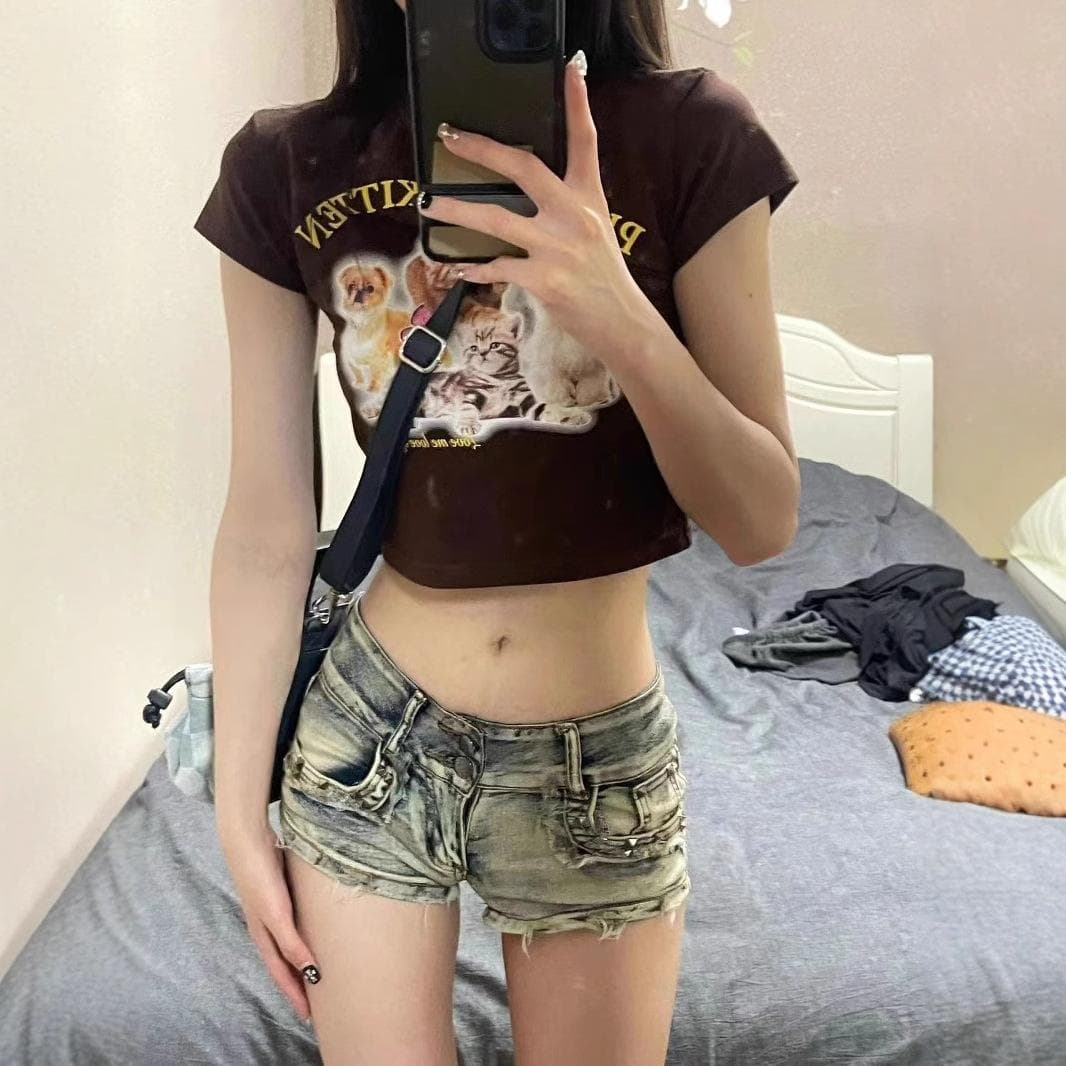 Low-waist Denim Shorts Women's Summer Slim Fit and Slim Design Small Hip Wide-leg Pants XL