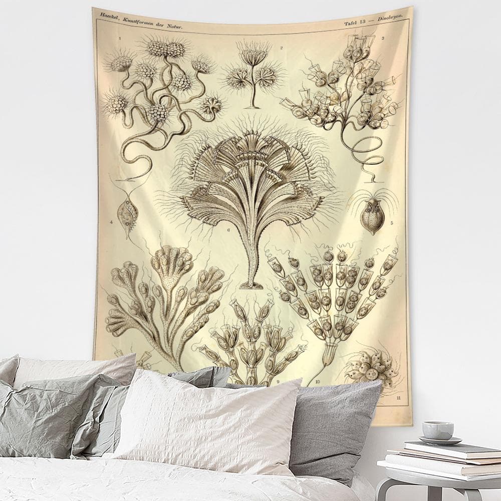 Undersea Insect Identification Map Tapestry Wall Hanging Bohemian Style Psychedelic Witchcraft Art Mysterious Home Decor 95x70cm