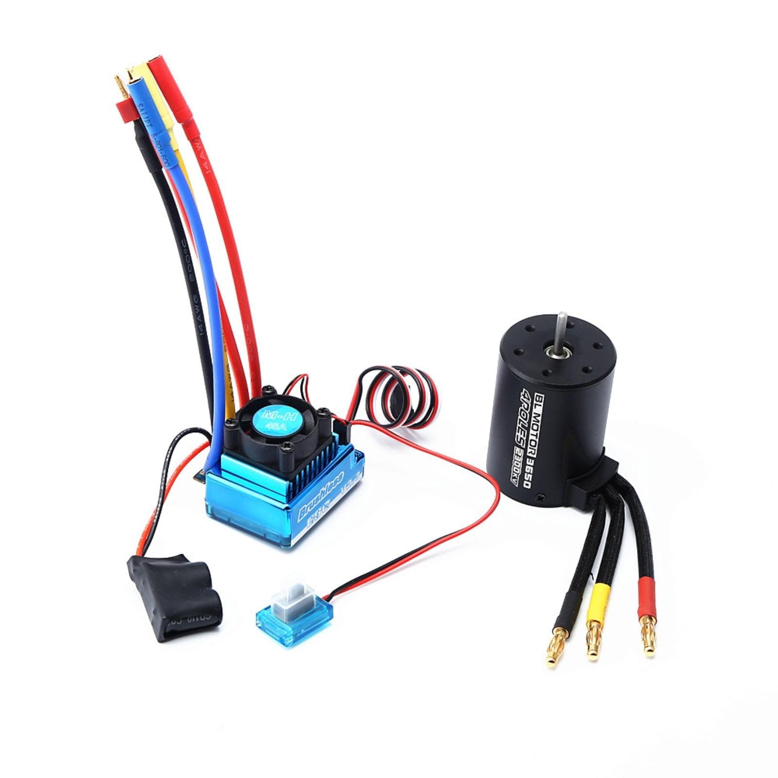 3650 2300KV Brushless Motor & with 120A ESC Combo Replacement for HSP HPI Wltoys 1:8 / 1:10 Remote 120A blue