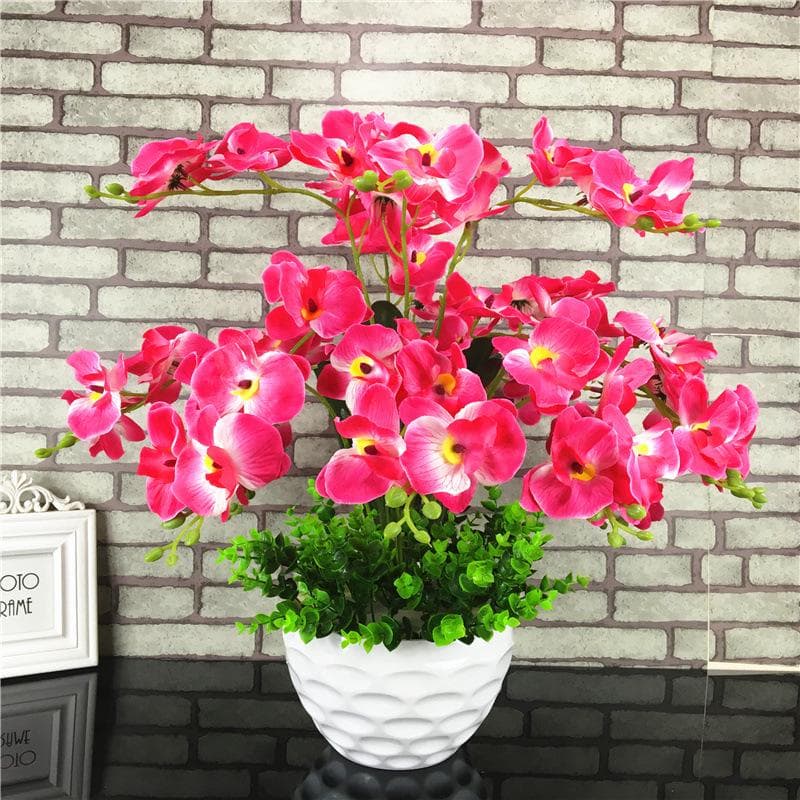 7-Stem Phalaenopsis Artificial Silk Flowers for Living Room Decor