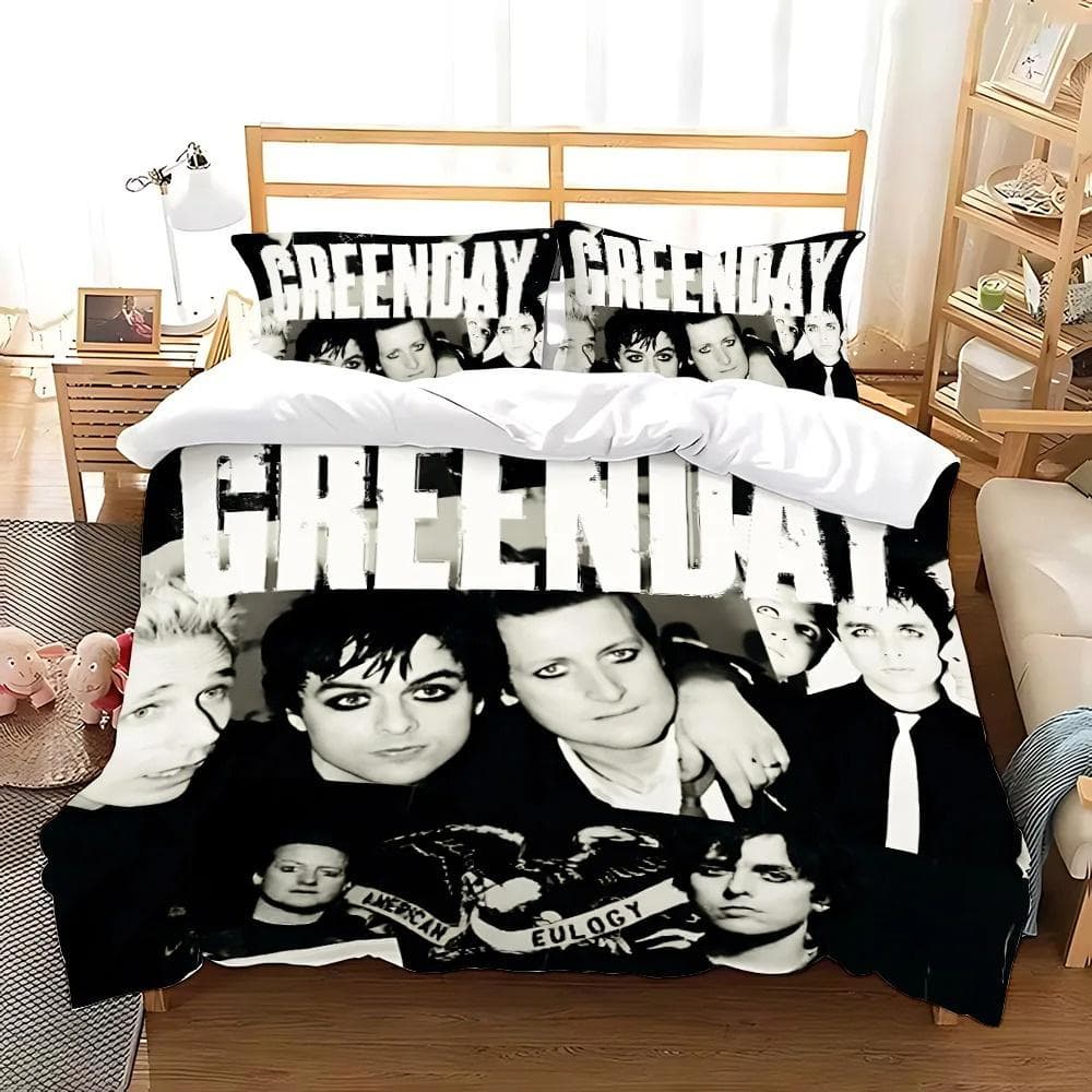 Green Day ' AMERICAN IDIOT Bedding Set Single Twin Full Queen King Size Bed Set Aldult Kid Bedroom Duvetcover Sets Bed Sheet Set 150X200cm-3pcs