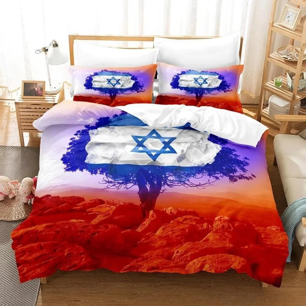 New 3d Print Israel flag Bedding Set Duvet Cover 1 Duvet Cover 2 Pillowcases Adult and Kids Bedding Set Luxury Children's Gifts EU Single 135x200cm