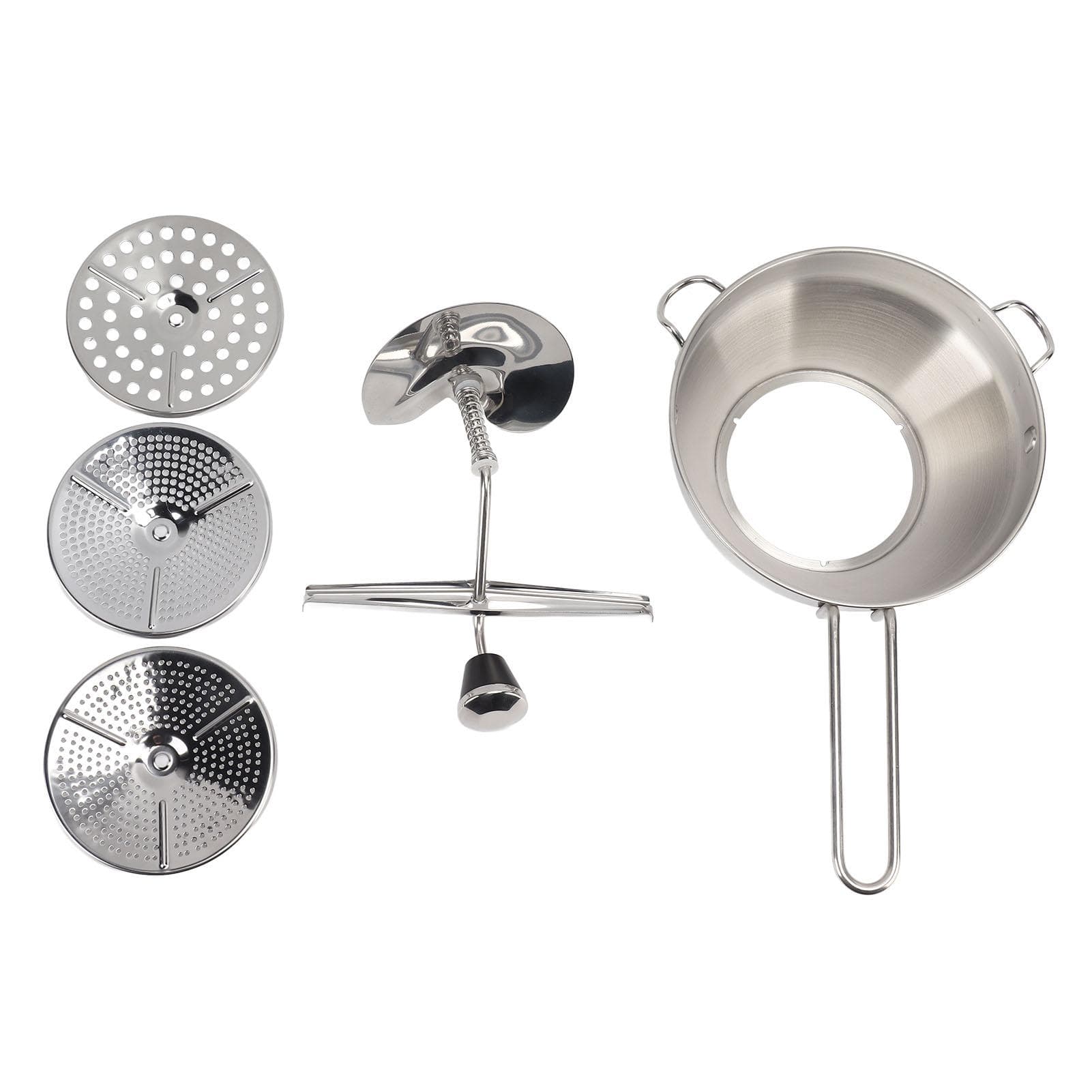 Stainless Steel Food Mill Manual Jams Masher Vegetable Fruit Potato Garlic Mud Press L(for 6.5-9kg)