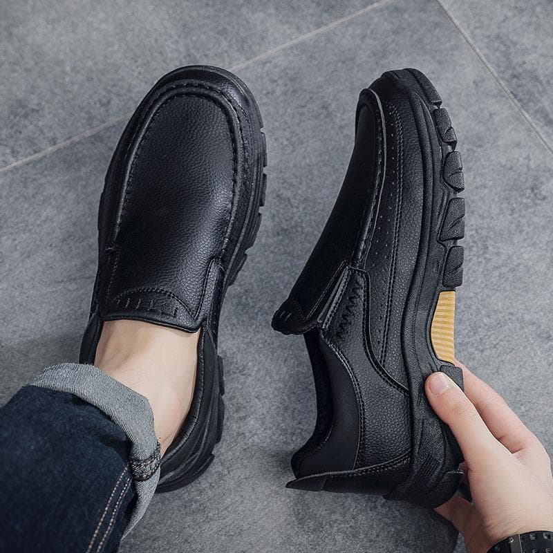 Men's Shoes with Casual Shoes, Men's British Middle-aged Father Shoes Fashion Business Shoes 46 black